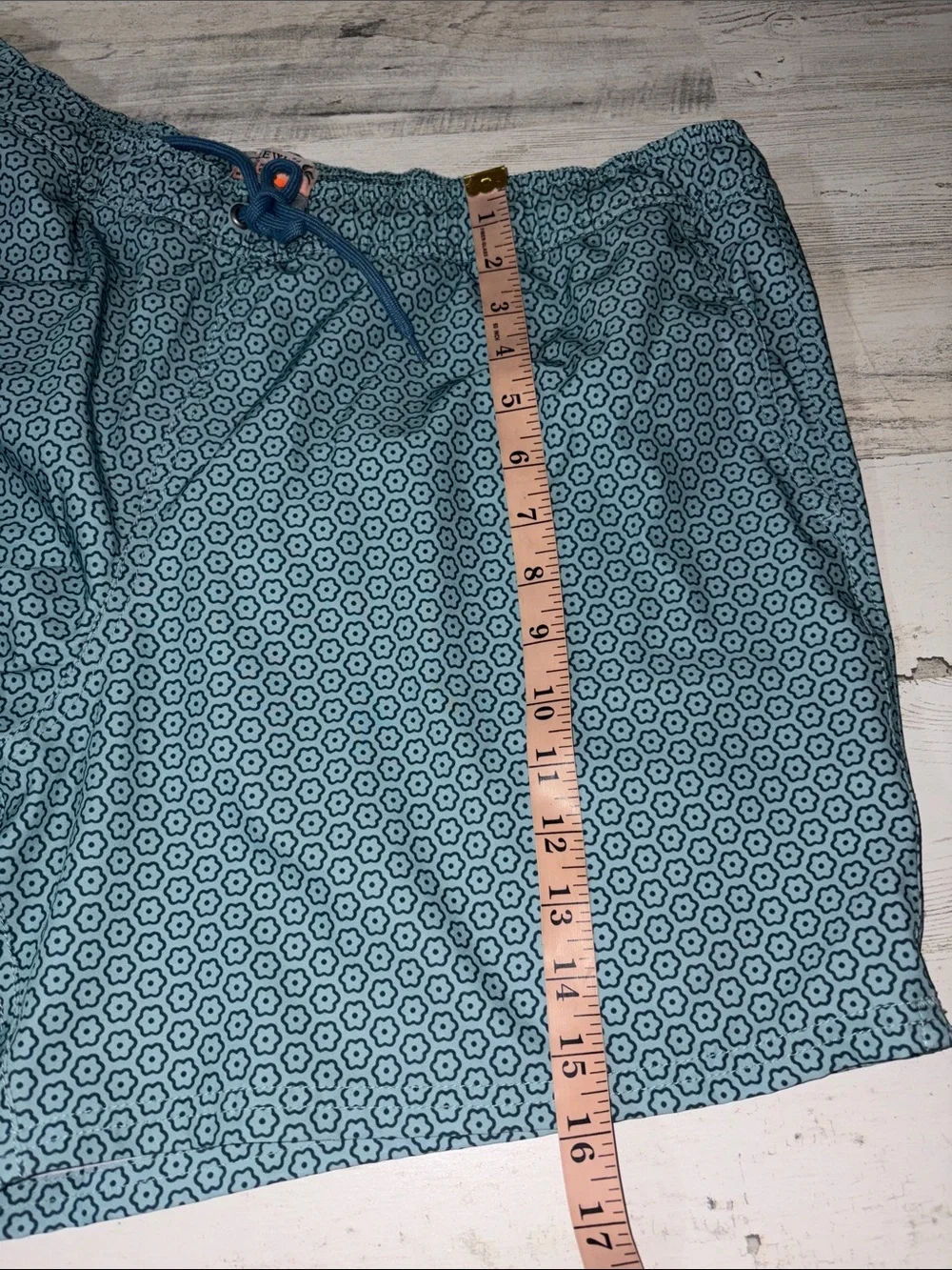 J. Crew Men's Teal Geometric Swim Trunks